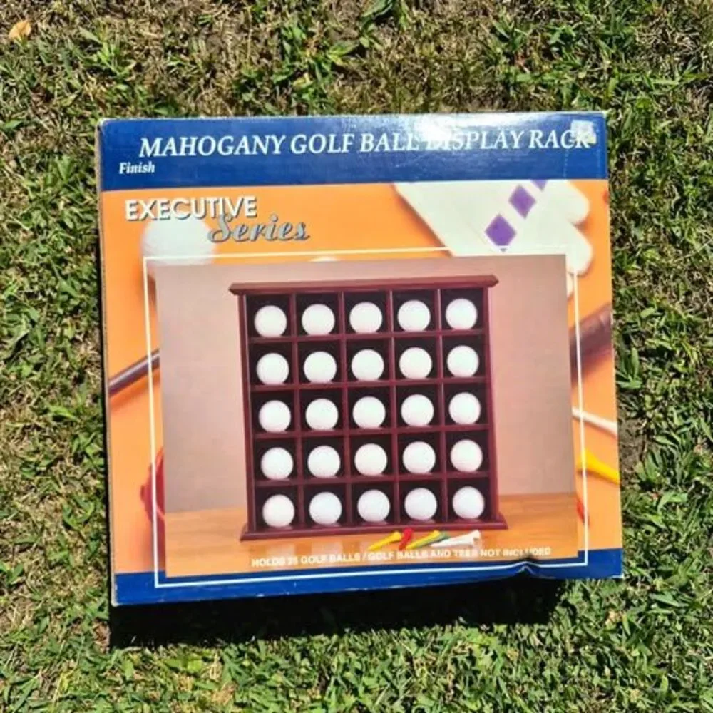 Golf Ball Display Rack - Holds 25 Balls - Mahogany - NEW